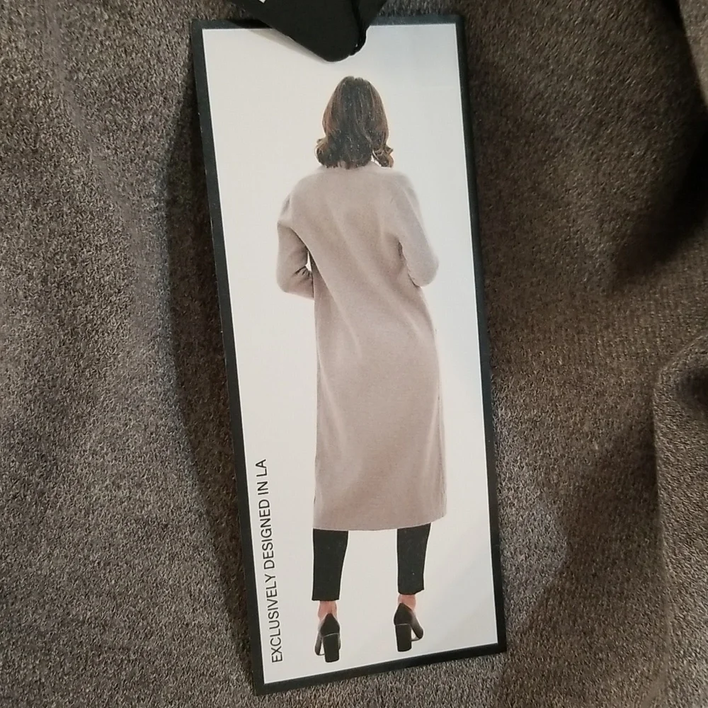 Max Sport Women Maxi Open Front Cardigan  Size L Gray Heather Abalone - Picture 2 of 12